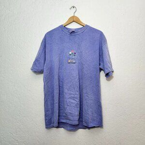 periwinkle floral Vermont embroidered t shirt